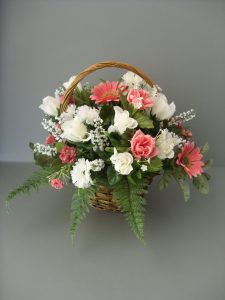 Pink & White Rose Basket - £24.00