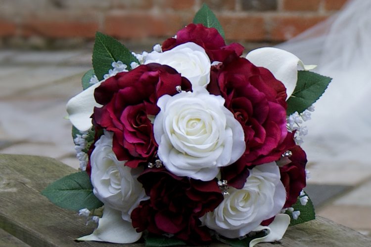 Burgundy & Cream Rose Bridal Bouquet - £84.50