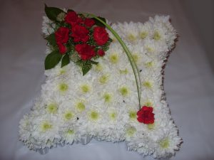 Cushion Tribute - White & Red - £40.00