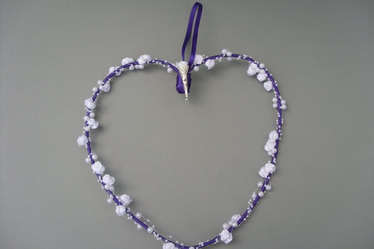 Heart Garland - Purple with White Rosebuds - £10.00