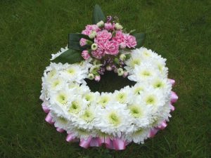 Wreath Tribute - White & Dark Pink - £35.00