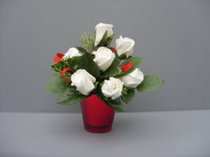 Small Red Vase with White Roses - £10.50