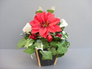 Black Planter with Red Poinsettia - £16.00