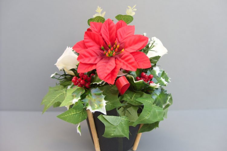 Black Planter with Red Poinsettia - £16.00