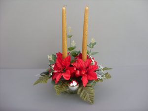 Gold Candles and Poinsettia Centrepiece - £15.00