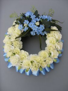 Silk Wreath - Cream & Blue - £37.50