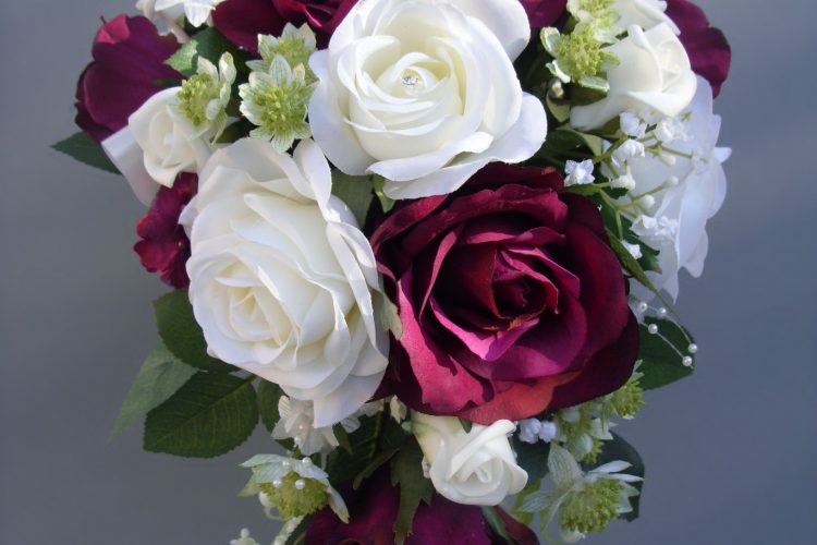 Burgundy & Cream Rose Bridal Bouquet - £90.50