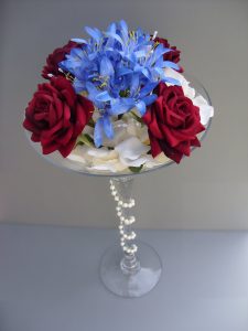 Martini Vase - Red Roses & Blue Agapanthus - £44.00