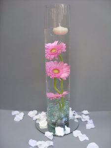 Table Decoration - Cylinder Vase with Gerbera & floating candle- from £20.00